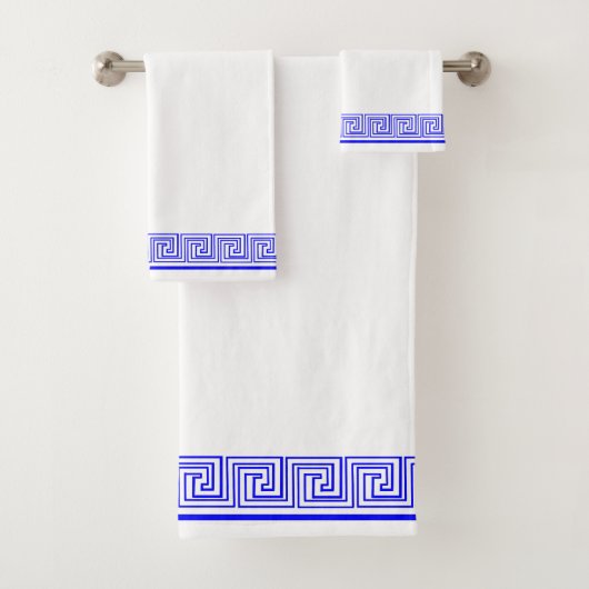 Blue Grecian Frieze Design Badhandtuch Set (Insitu)
