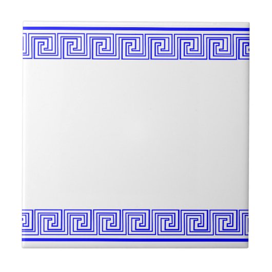 Blue Grecian Frieze Pattern Fliese (Vorderseite)
