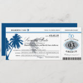 Blue Greece Boarding Pass Save the Date (Vorne/Hinten)