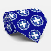 Blue Greece Emblem fashion Krawatte, griechische F Krawatte (Gerollt)