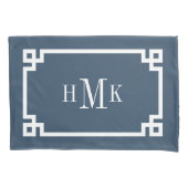 Blue Greece Key Monogram Standard Pillow Case Kissenbezug (Vorderseite-Links)