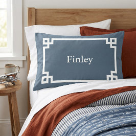 Blue Greece Key Monogram Standard Pillow Case Kissenbezug