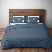 Blue Greece Key Monogram Standard Pillow Case Kissenbezug