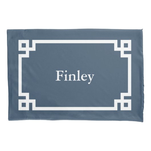 Blue Greece Key Monogram Standard Pillow Case Kissenbezug (Vorderseite)