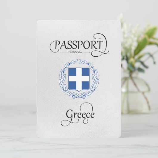 Blue Greece Siegel Pass Save the Date Card (Stehend Vorderseite)