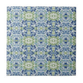 Blue Greem BOHO Blumenmuster Fliese (Vorderseite)