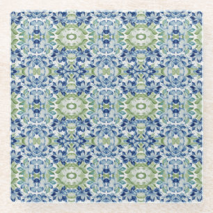 Blue Greem BOHO Blumenmuster Glasuntersetzer