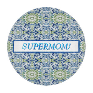 Blue Greem BOHO Blumenmuster Schneidebrett