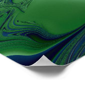 Blue Green 4 Fraktal Abstrakt Art Poster (Ecke)