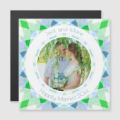 Blue Green 4. Wedding Anniversary Keepake-Geschenk Magnetkarte (Vorne/Hinten)