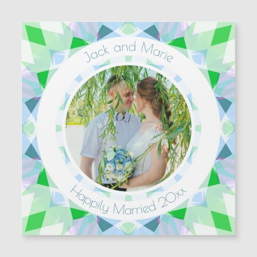 Blue Green 4. Wedding Anniversary Keepake-Geschenk Magnetkarte (Vorderseite)