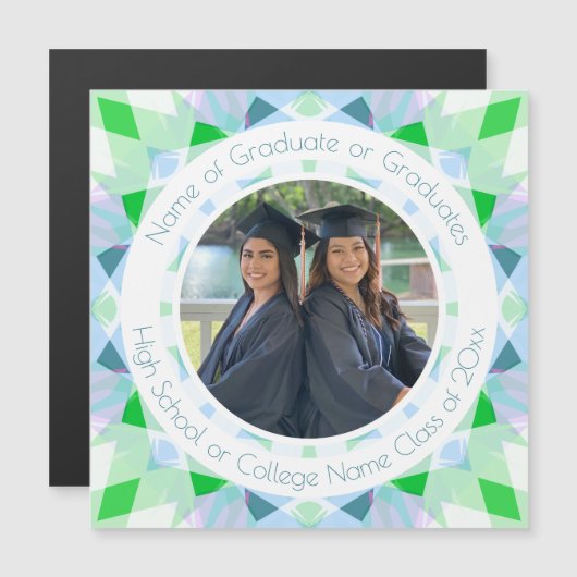 Blue Green Abschluss Keepake Foto Geschenk Magnetkarte (Vorne/Hinten)