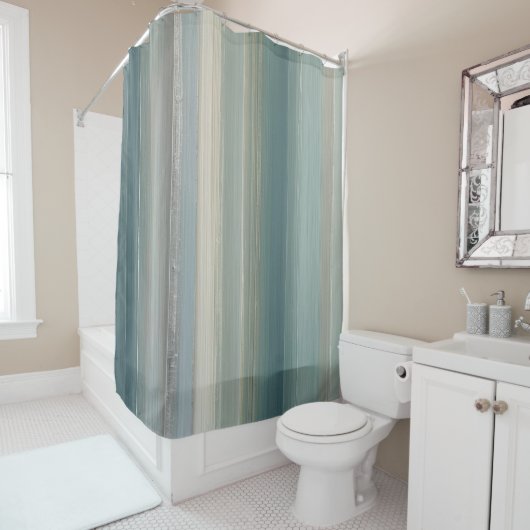 Blue Green Abstract Coastal Stripe Duschvorhang (Beispiel)