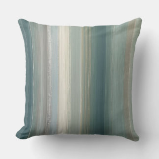 Blue Green Abstract Coastal Stripe Kissen
