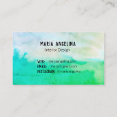 Blue Green abstrakt Aquarellkarte Visitenkarte (Rückseite)