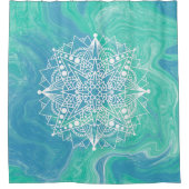Blue Green Abstrakt Mandala Zen Duschvorhang (Vorderseite)