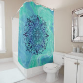 Blue Green Abstrakt Mandala Zen Duschvorhang (Beispiel)