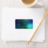 Blue Green Abstrakt Modern Wedding Rücksendeadress Adressaufkleber (Insitu)