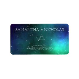 Blue Green Abstrakt Modern Wedding Rücksendeadress Adressaufkleber