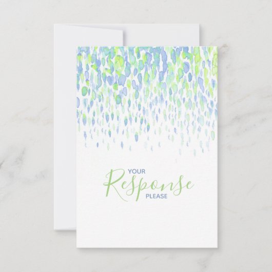 Blue Green abstrakt moderne Kunst Hochzeitsantwort RSVP Karte (Vorderseite)