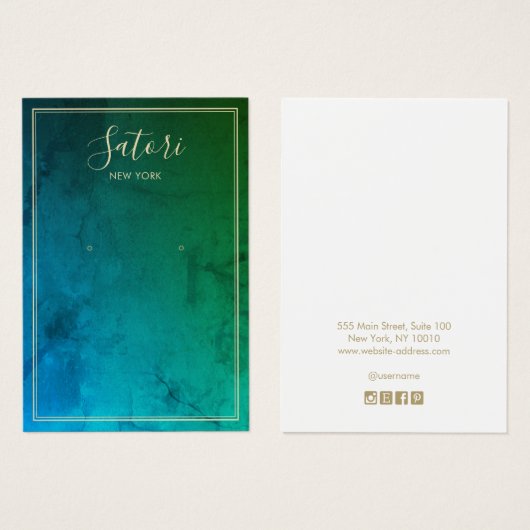 Blue Green Abstrakt Script Earring Display (Vorne & Hinten)