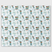 Blue & Green African American Boys Merry Christmas Geschenkpapier (Flach)