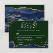 Blue & Green Agate Wedding RSVP Karte (Vorne/Hinten)