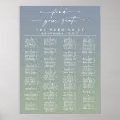 Blue & Green Alphabetical Wedding Seating Chart Poster (Vorne)