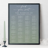 Blue & Green Alphabetical Wedding Seating Chart Poster
