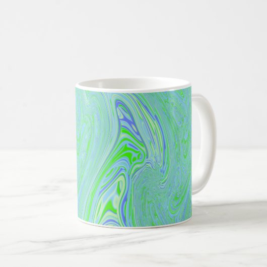 Blue Green Amoeba Wave Kaffeetasse (VorderseiteRechts)