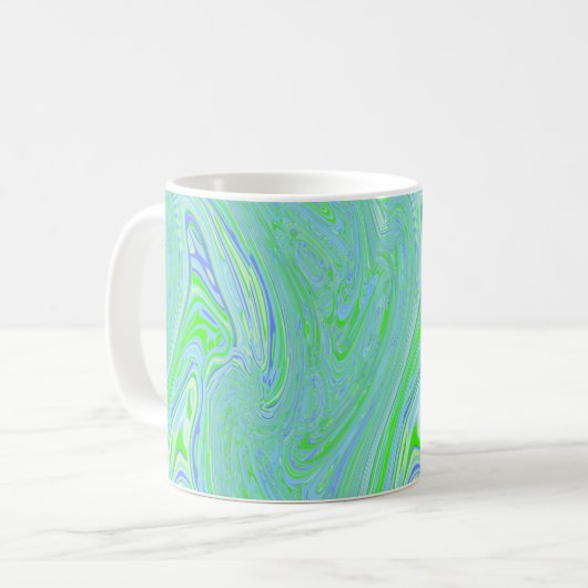 Blue Green Amoeba Wave Kaffeetasse (Vorderseite Links)