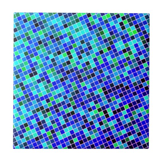 Blue Green and Black Mosaic Squares - Schöne, schö Fliese (Vorderseite)