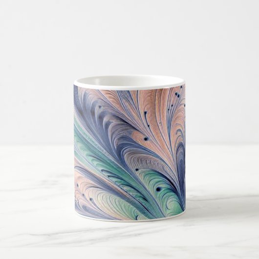  blue, green, and peach marbling kaffeetasse (Mittel)