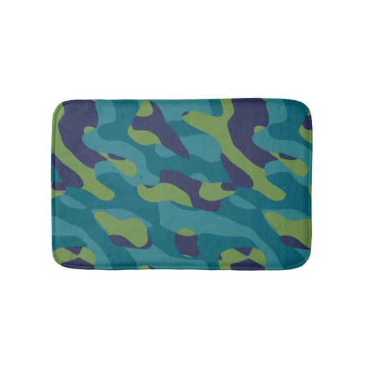Blue Green and Teal Camo Abstract Badematte (Vorderseite)