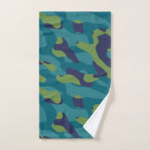 Blue Green and Teal Camo Abstract Badhandtuch Set (Handtuch)