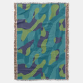 Blue Green and Teal Camo Abstract Decke (Vorderseite Vertikal)