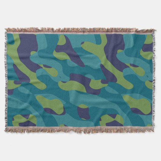 Blue Green and Teal Camo Abstract Decke (Vorderseite)