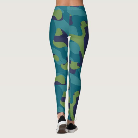 Blue Green and Teal Camo Abstract Leggings (Rückseite)