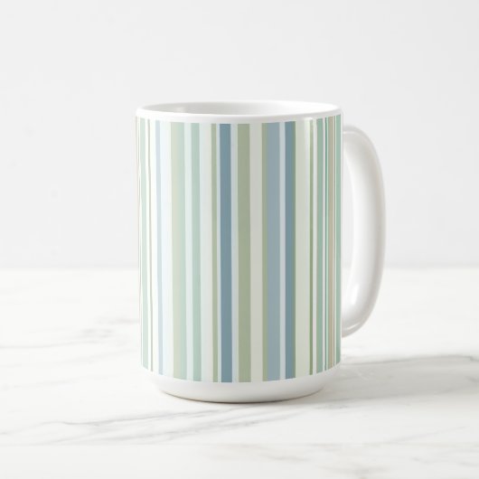 Blue Green and white stripes Kaffeetasse (VorderseiteRechts)