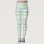 Blue Green and white stripes Leggings (Vorderseite)