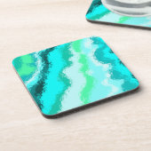 Blue Green Aqua Painterly Scumbled Style Getränkeuntersetzer (Linke Seite)
