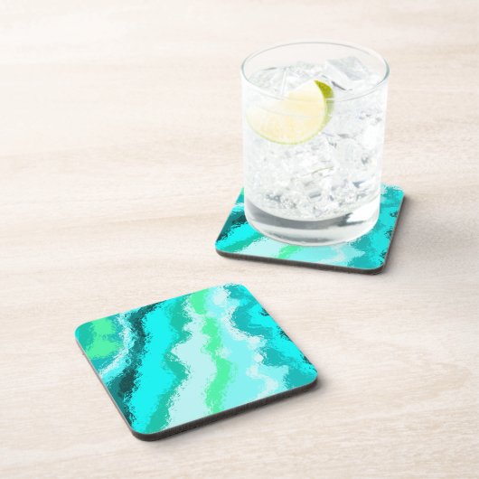 Blue Green Aqua Painterly Scumbled Style Getränkeuntersetzer (Rechte Seite)