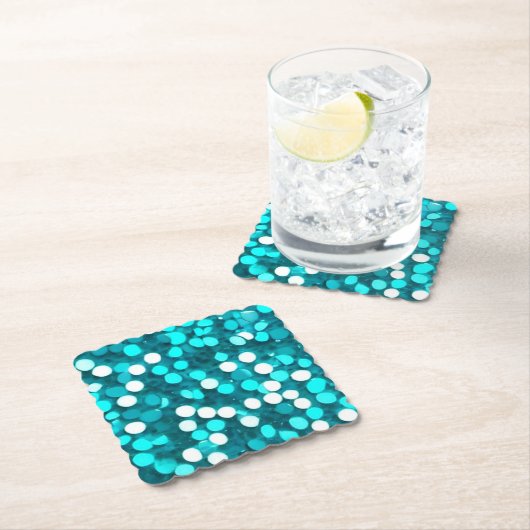 Blue Green Aqua Sequin Look Paper Untersetzer (Vor Ort)