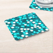 Blue Green Aqua Sequin Look Paper Untersetzer (angewinkelt)