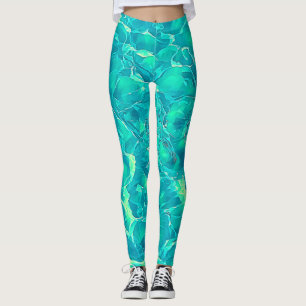 Blue Green Aqua Stilvolles Muster Leggings