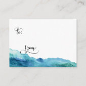 Blue Green Aqua Watercolor Display Duschkarte Begleitkarte (Rückseite)