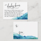 Blue Green Aqua Watercolor Display Duschkarte Begleitkarte (Vorne/Hinten)