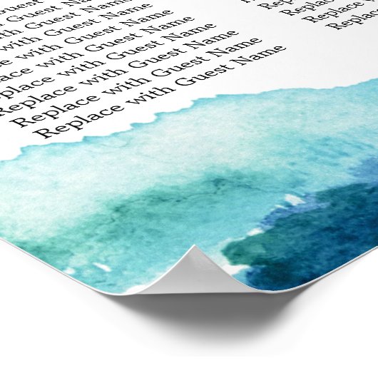 Blue Green Aqua Watercolor Hochzeitsstift Poster (Ecke)