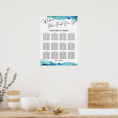 Blue Green Aqua Watercolor Hochzeitsstift Poster (Küche)