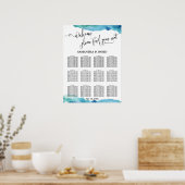 Blue Green Aqua Watercolor Hochzeitsstift Poster (Küche)